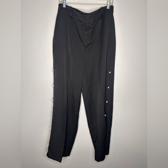 Eloquii Pearl Detail Wide Leg Pants - Picture 1 of 3